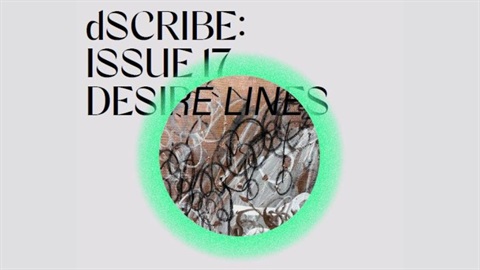 Darebin Arts' dSCRIBE 17 logo with a graffiti drawing enclosed in a lime-green circle in the centre.