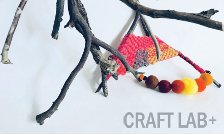 Darebin branches, wool and cotton yarn, beads