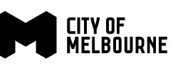 A large black and boxy M is to the left of the words 'City of Melbourne'