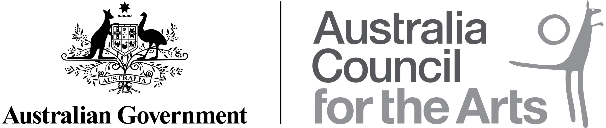 Black and white text of the Australia Council of the Arts logo