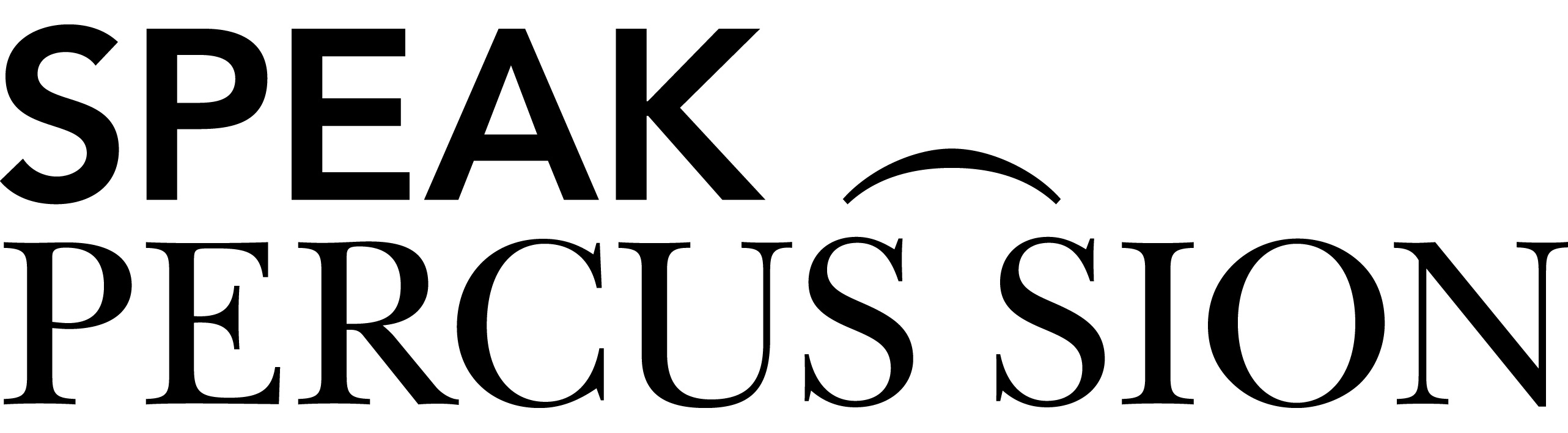 Speak Percussion logo in black text