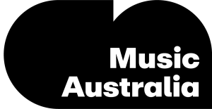 Black and white logo for Music Australia