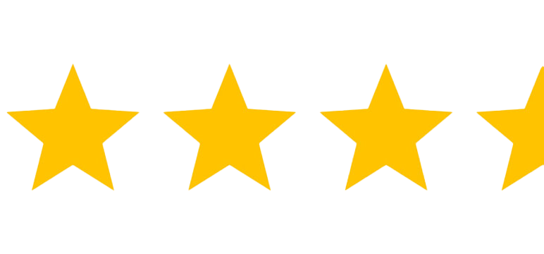 Three golden stars and a half golden star lined next to one another.