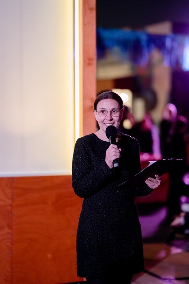 Darebin Mayor Emily Dimitriadis at THE CUBE opening night image by Wild Hardt
