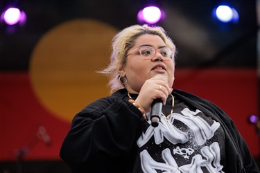 MC Kimmie Lovegrove at Ganbu Gulin 2026 image by James Henry