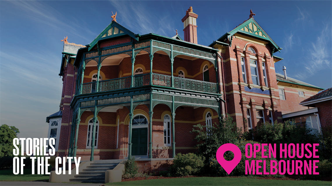 Queen Anne-style Federation mansion with the Open House logo