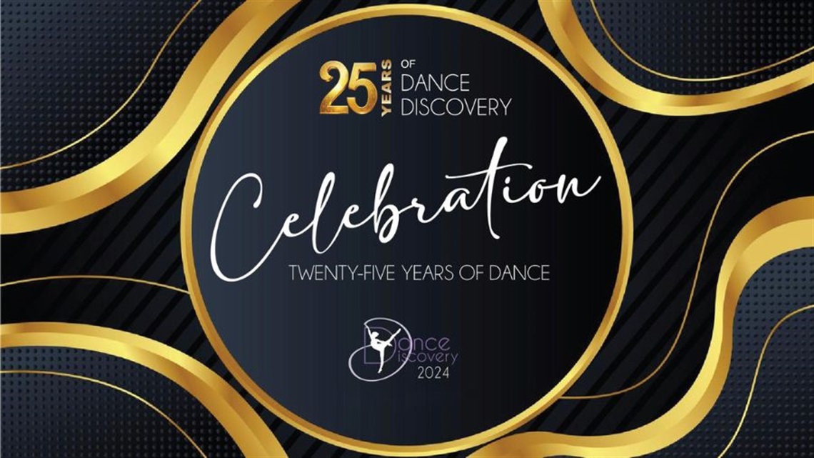 A black banner with text 'Celebration: Twenty-Five Years of Dance'