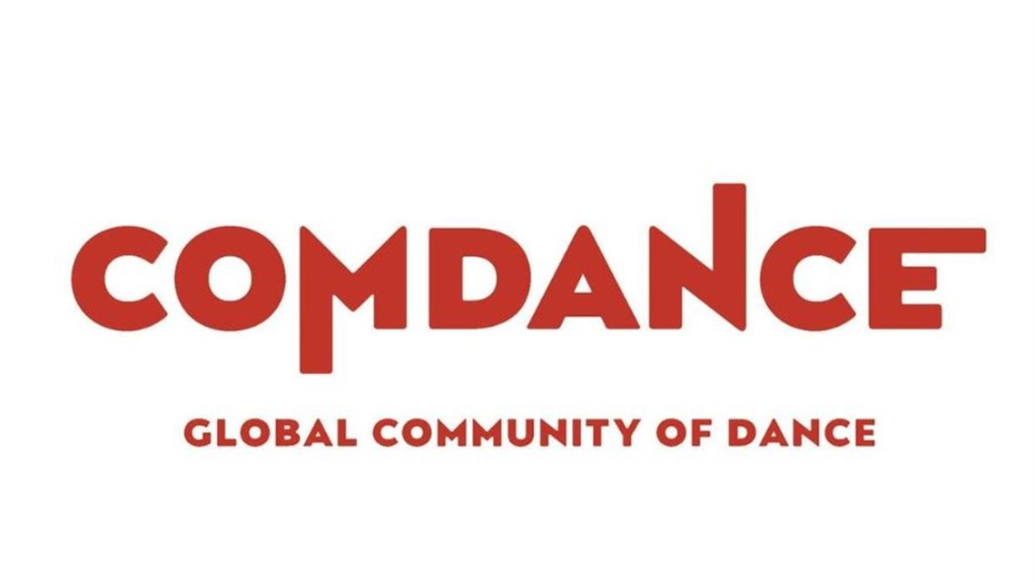 Comdance: Global Community of dance logo in red text