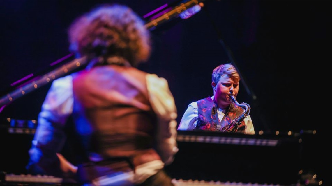 A person playing a piano